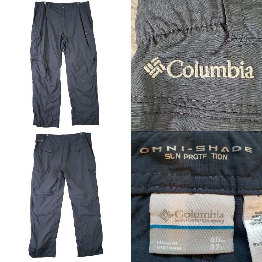 Columbia Zip Off Pants Men's Size 40x32 Straight Omni Shade Blue Gray Gorpcore